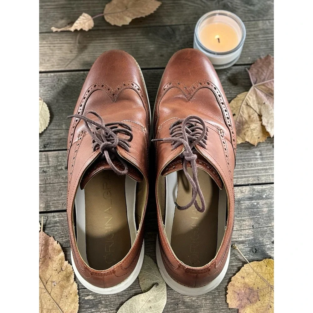 Men's Cole Haan Grand Wingtip Oxford Shoes Sz 11M Leather Woodbury/Ivory C26471